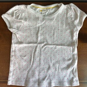 Mini Boden White Tee with Pink Dots